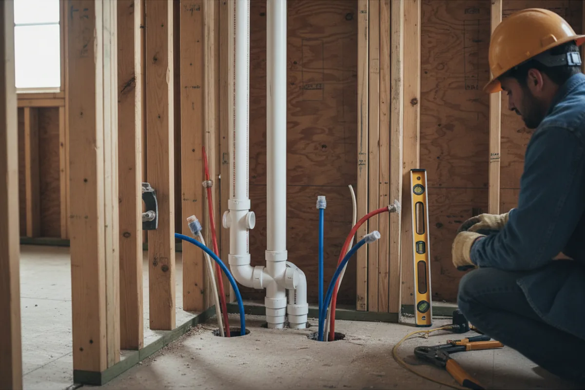 Drain and supply rough-in during Drain Cleaning in Attleboro