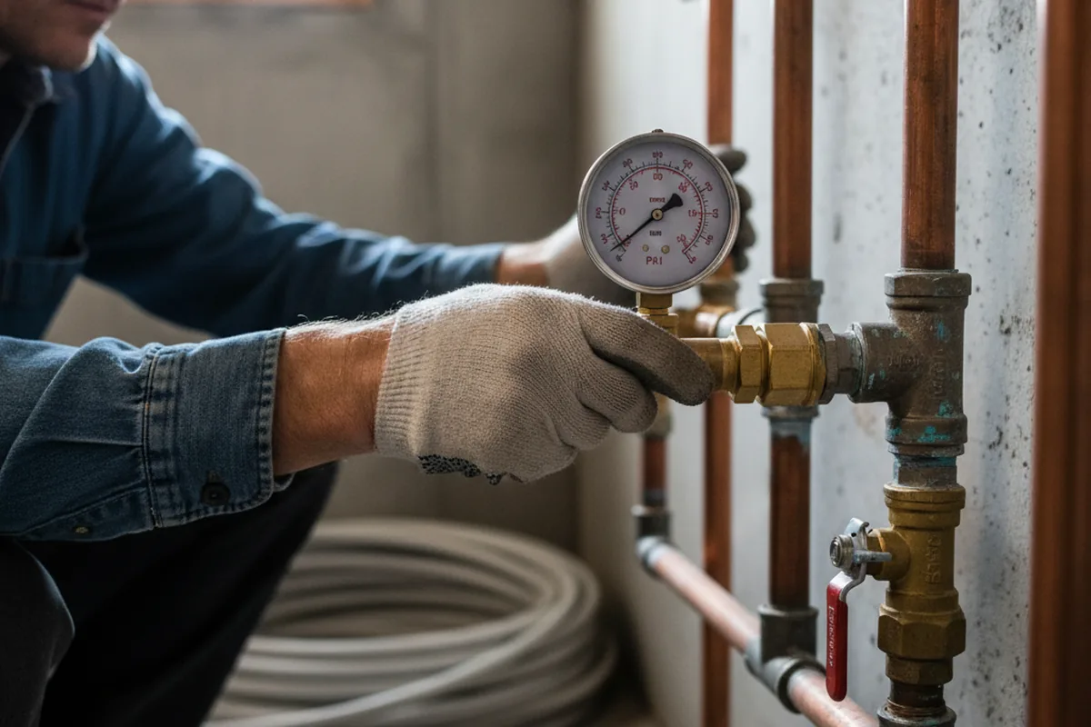 Pressure testing a repaired line during Water Line Repair in Attleboro